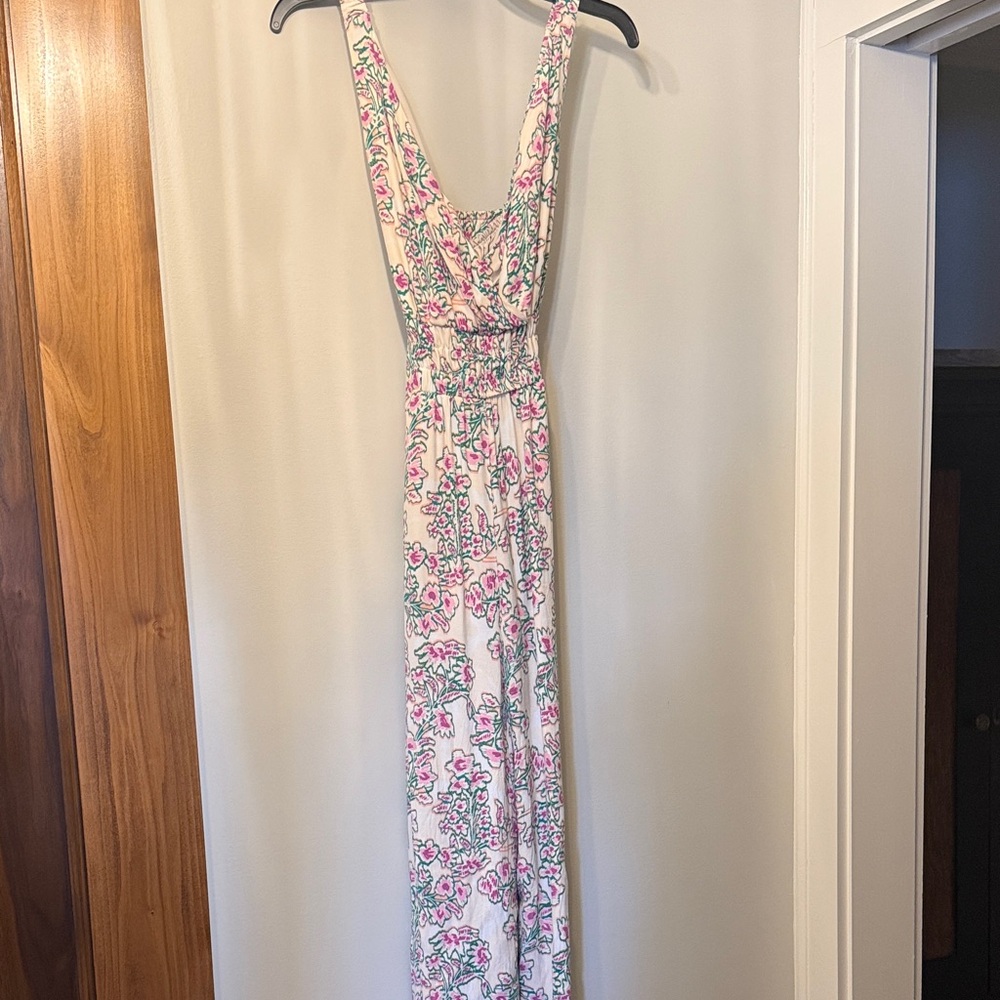 Sleeveless Floral Jumpsuit in Pink & White